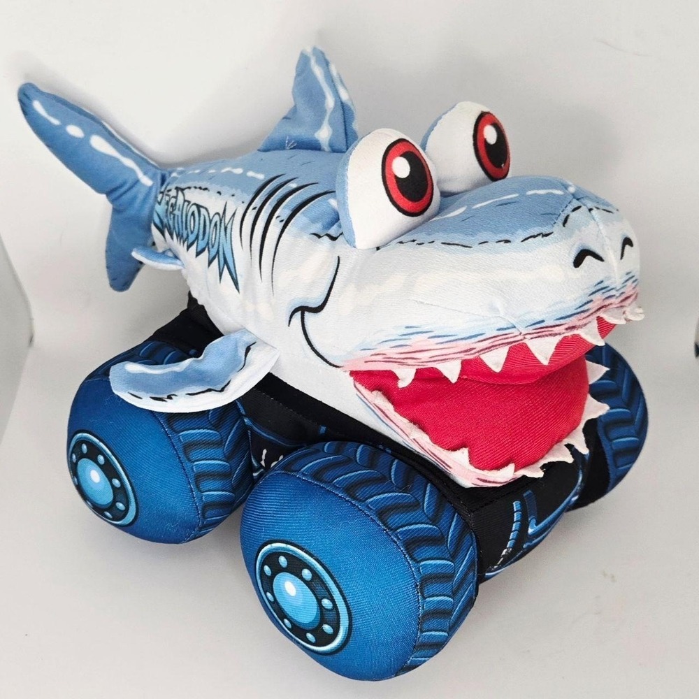 Monster Jam Truckin Pals Megalodon Shark Plush Truck Toy Blue